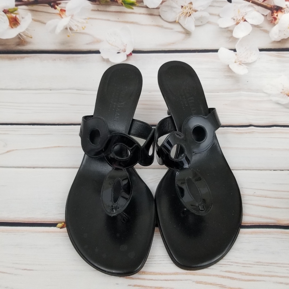 Cole Haan black patent leather sandals
